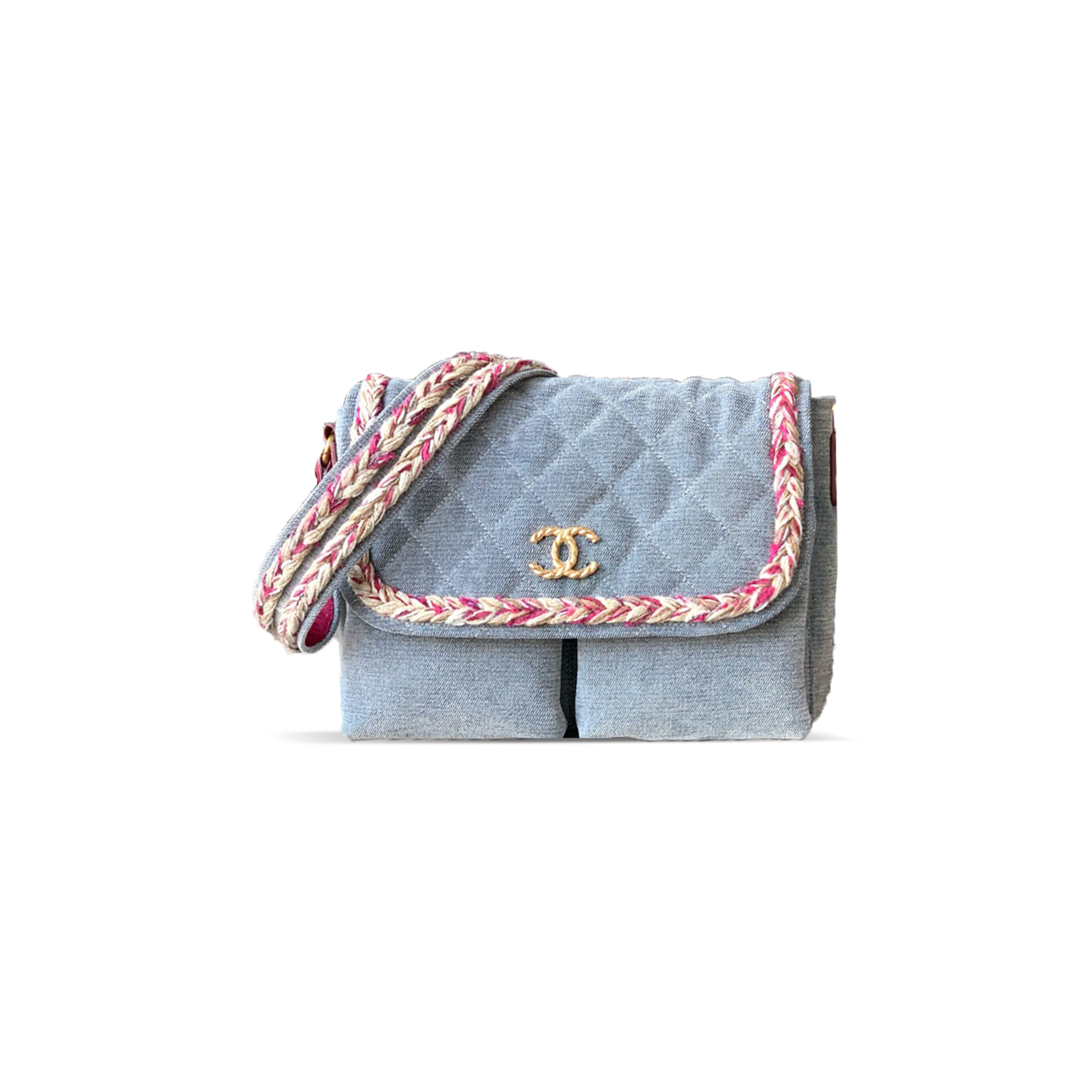 Ch*el denim quilted messenger 396251 (27*22*8cm)